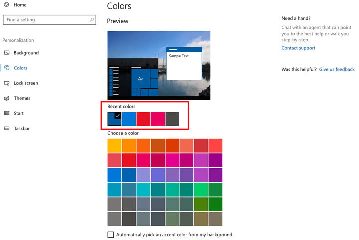 彩色屏幕，在Windows 10中置於黑暗模式
